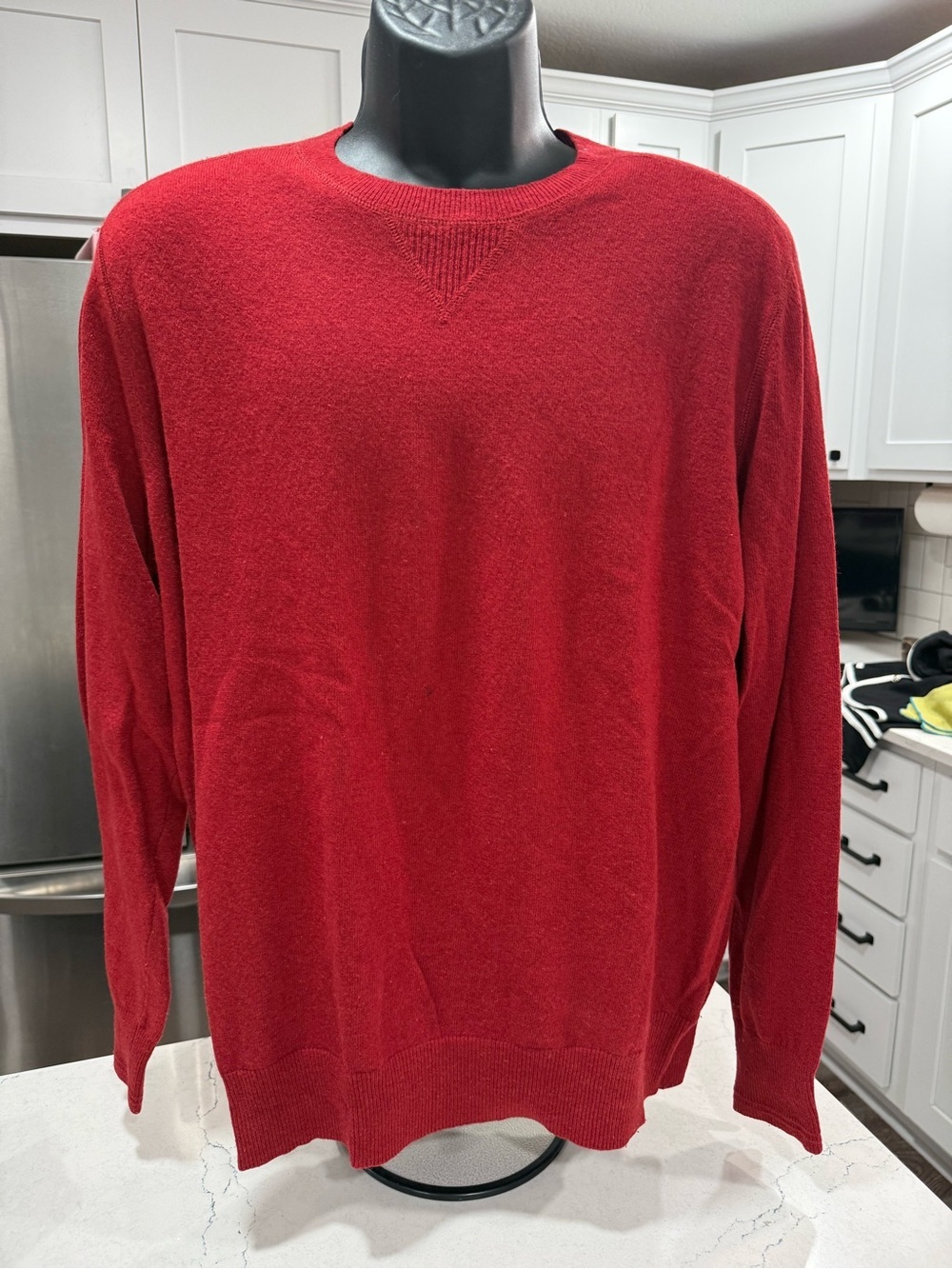 Banana Republic Men’s Italian Yarn Knit Pullover Sweater Red Crew Neck Size L